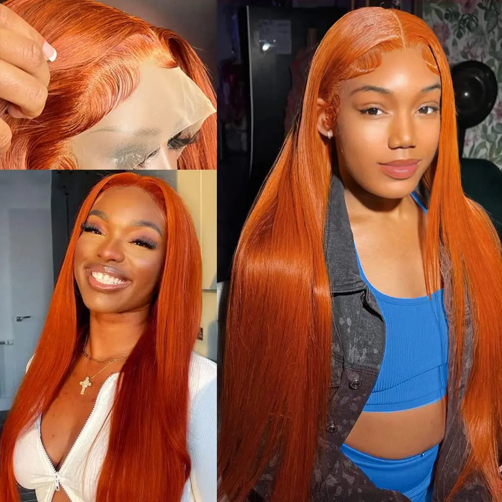 Orange Ginger 13x6 Lace Front Wig Human Hair Bone Straight 13x4 4×4 Human Hair Lace Front Wigs Transparent HD Lace Wig For Women
Orange Ginger 13x6 Lace Front Wig Human Hair Bone Straight 13x4 4×4 Human Hair Lace Front Wigs Transparent HD Lace Wig For Women