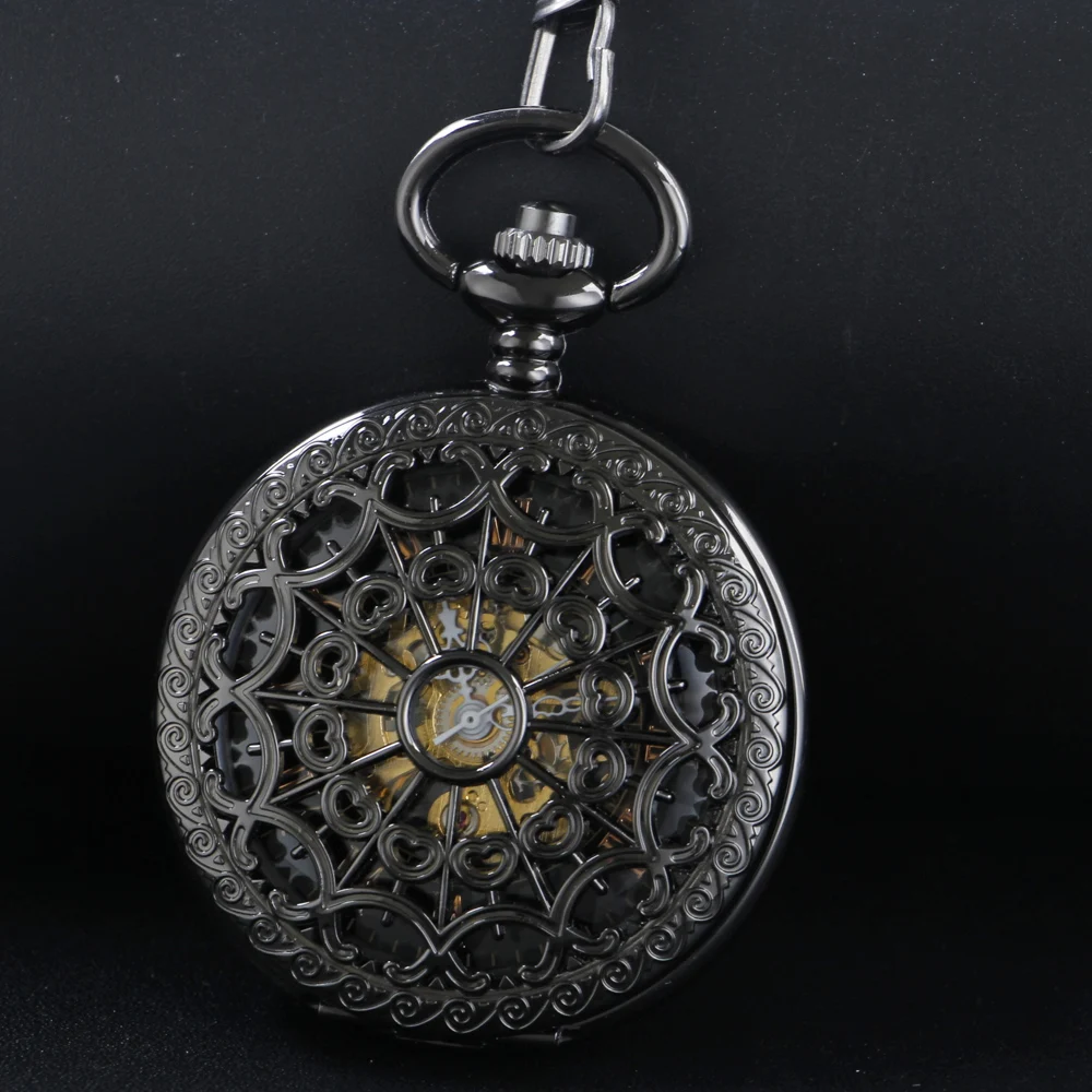 

New Hollow Double Grain Mechanical Pocket Watch High Quality Neutral Necklace Pendant Jewelry Gifts for Men and Women Pjx905