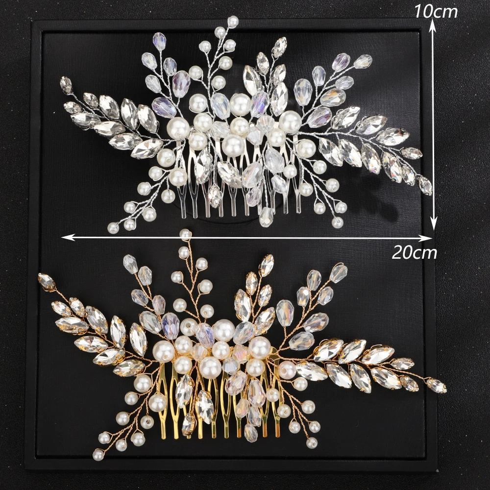 Fashion Hair Comb Earring Set for Wedding Headdress Rhinestone Party Pearl Bridal Hair Pieces Handmade Crystal Bride Headwear 7 S6439dfb5a7f549be8fc82ac7fcb14f37S