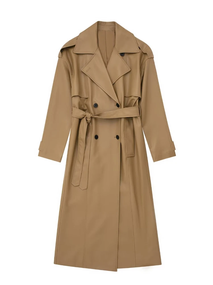 FTLZZ New Spring Autumn Women High Street Faux Leather Long Jacket Lady Vintage Lapel Double Breasted Lace-up Pu Trench Coat
FTLZZ New Spring Autumn Women High Street Faux Leather Long Jacket Lady Vintage Lapel Double Breasted Lace-up Pu Trench Coat