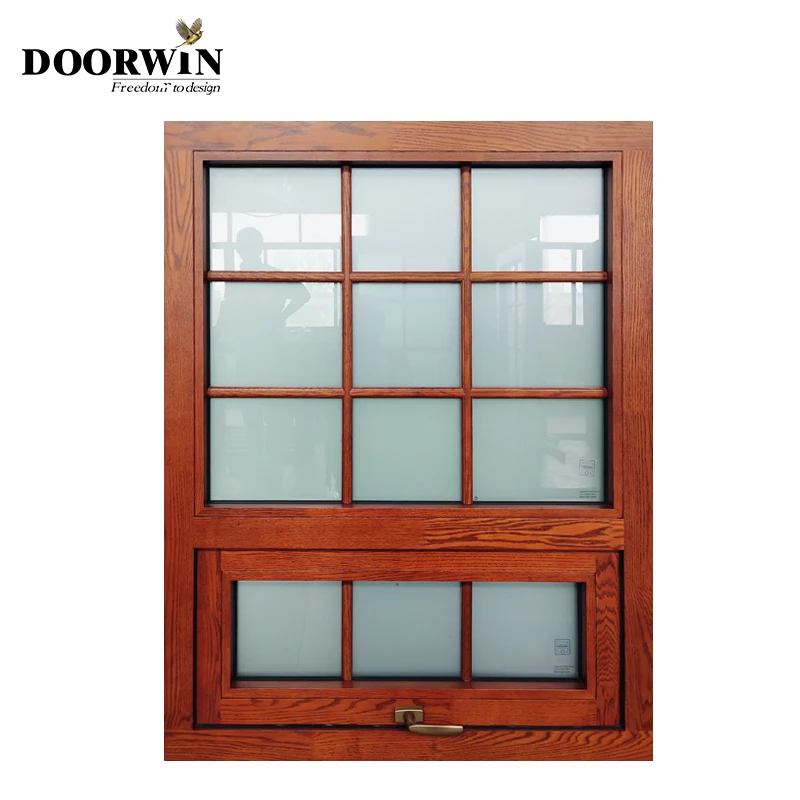 

Doorwin Texas Hot Sale Double Glazed With Built-in Shutter For Sale Cheap Price Wood Hinged Awning Window