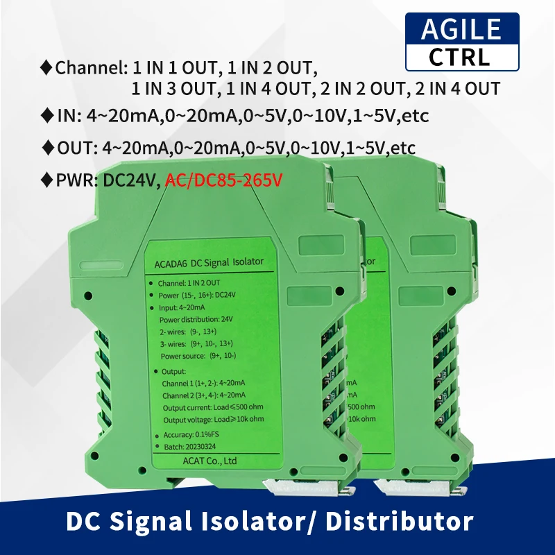 

Изолятор сигнала DC 4-20 мА 0-10 в 0-5 в 2 входа 4 Выход 2 провода аналоговый преобразователь сигнала изолированный передатчик