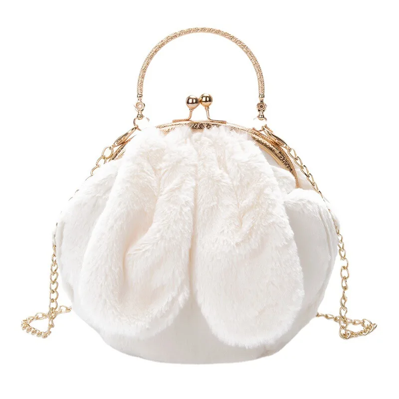 Plush Handbags Clutch Cute Rabbit Ear Shoulder Bag Clip Open Metal Handle Crossbody Bags Women Soft Small Winter Bags purses sac
Plush Handbags Clutch Cute Rabbit Ear Shoulder Bag Clip Open Metal Handle Crossbody Bags Women Soft Small Winter Bags purses sac