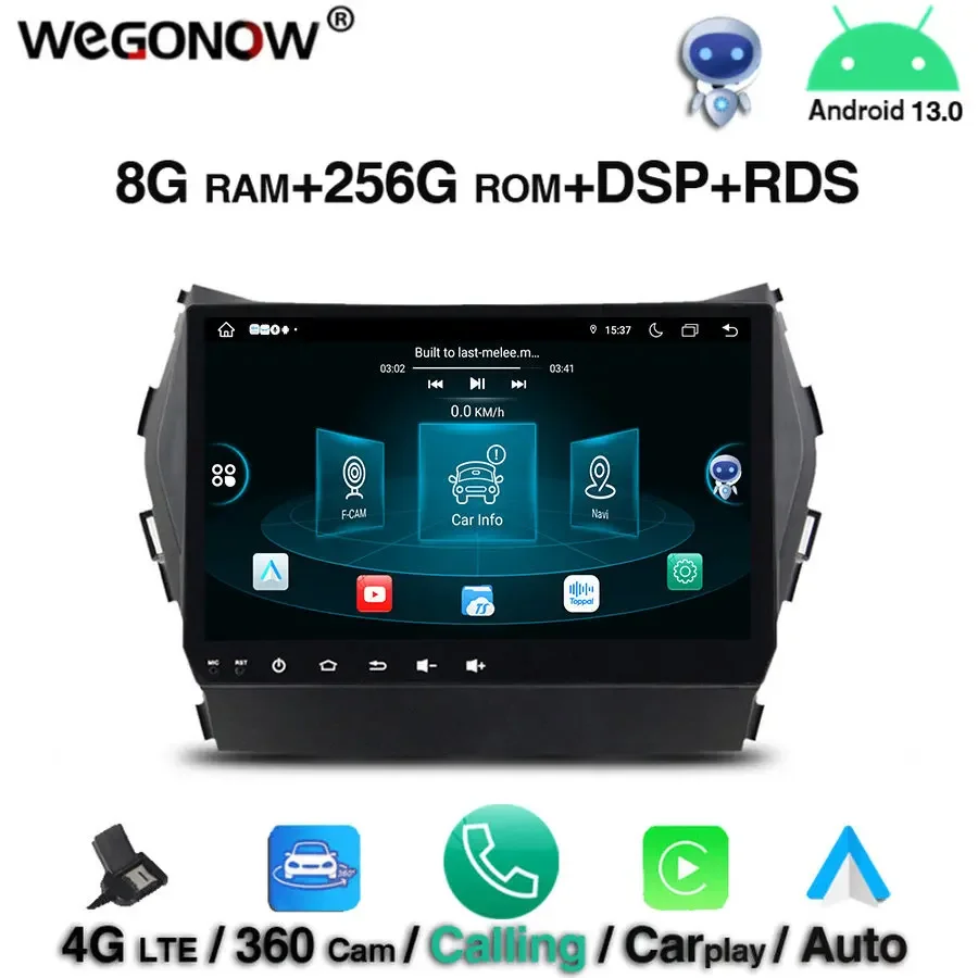 

IPS 9" DSP Android 13.0 8 Core 8GB 256GB ROM Car Radio Tape recorder GPS Map wifi 4G LTE Bluetooth5.0 For Hyundai IX45 2014-2016