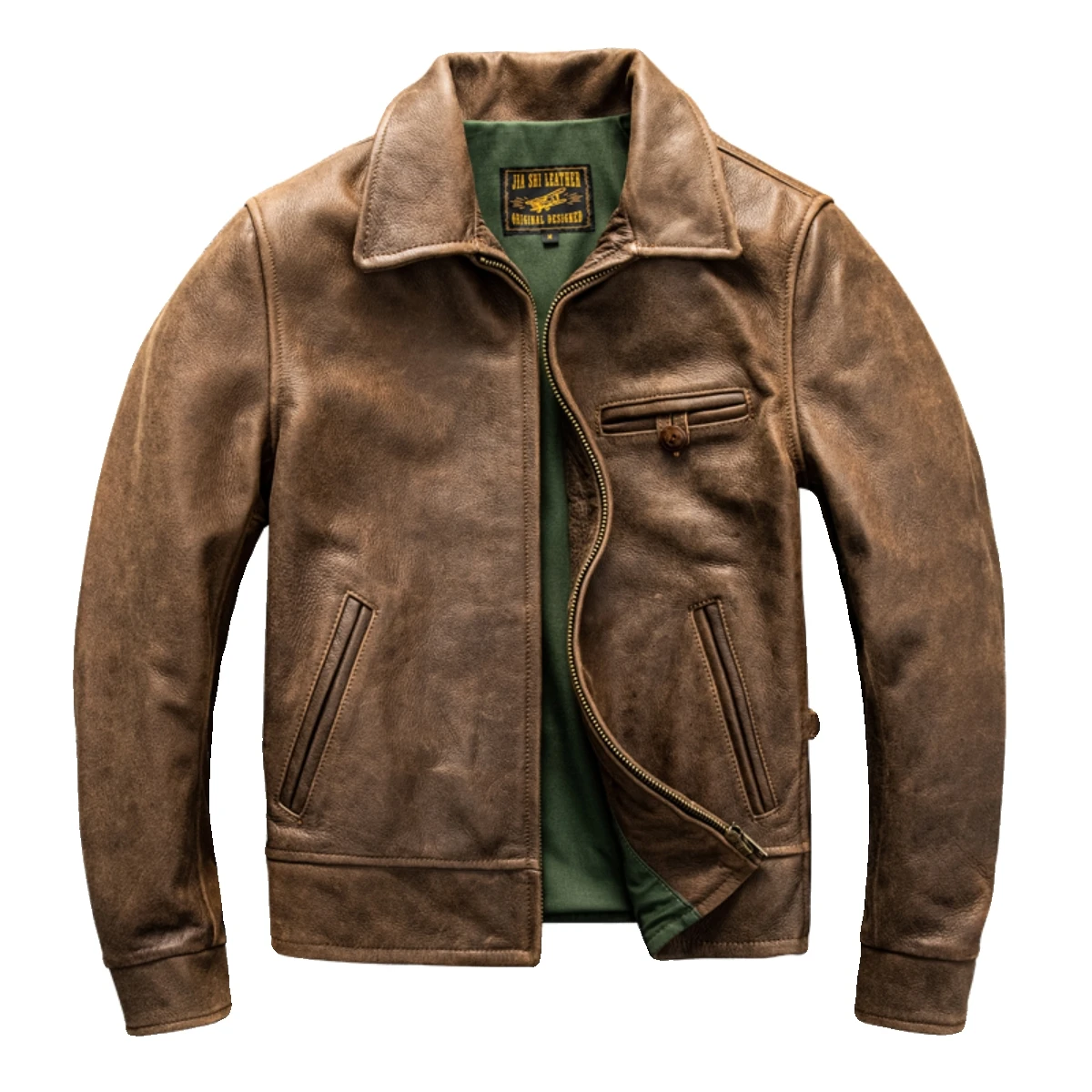 Retro Brown Autumn Leather Jacket Men American Casual Style Plus Size 4XL Natural Cowhide Slim Fit Short Genuine Leather Coat
Retro Brown Autumn Leather Jacket Men American Casual Style Plus Size 4XL Natural Cowhide Slim Fit Short Genuine Leather Coat