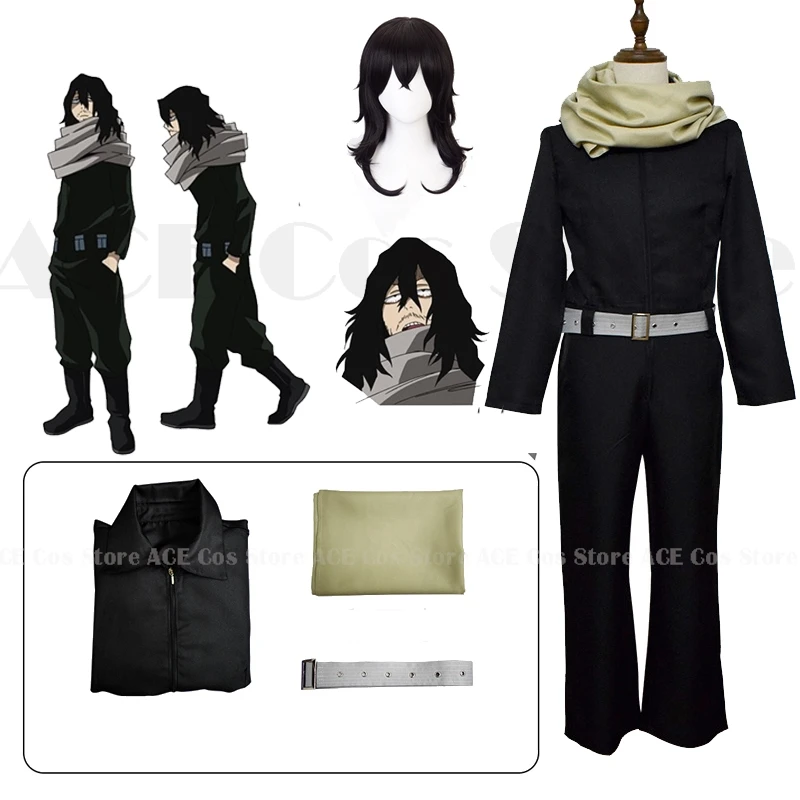 

My Hero Boku no Aizawa Shouta Eraser Head Cosplay Costume Wig Academia Men Women Anime Black Uniforms Halloween Suit Unisex Size