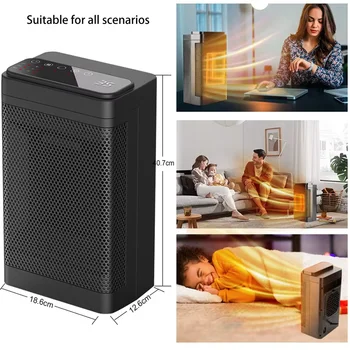 1500W Household Electric Heater, Efficient Instant Heating, Noiseless Mini PTC Warm Air Heater for Home Us 5