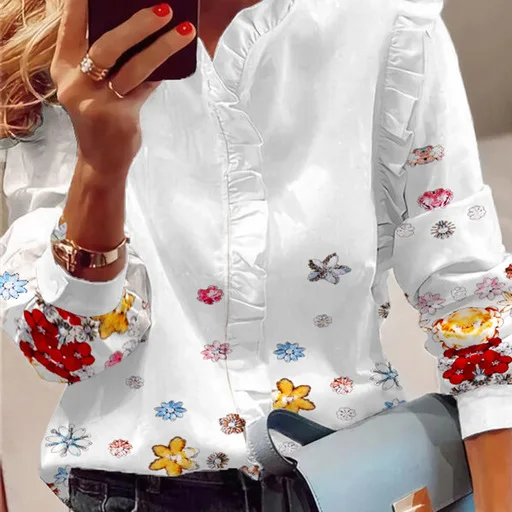 2022 New Women's Shirts, Temperament Commuter Ruffle Print Casual Long-sleeved Shirt Tops
2022 New Women's Shirts, Temperament Commuter Ruffle Print Casual Long-sleeved Shirt Tops