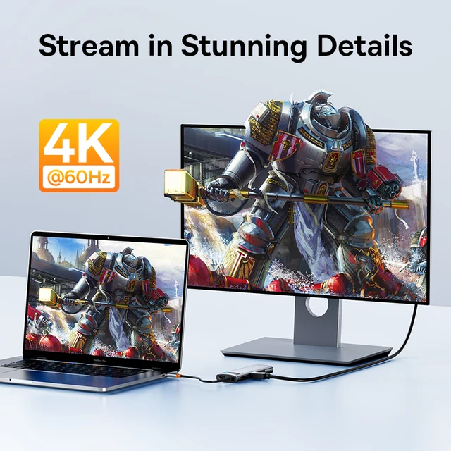 Baseus – Hub USB Type C vers HDMI, adaptateur USB 3.1, 10Gbps, Port Ethernet RJ45, Station d'accueil TF SD pour MacBook USB 2