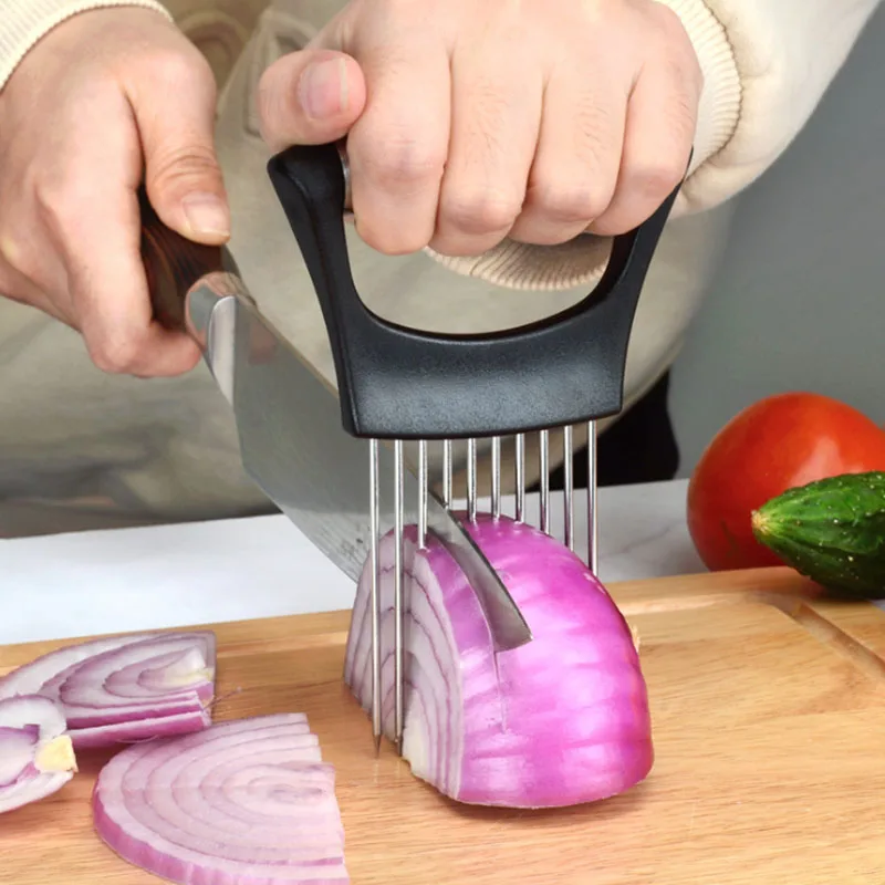 Stainless Steel Onion Slicer Creative Loose Meat Needle VegetablesTomato Potato Fruit Cutter Safe Aid Tool Kitchen Gadgets 
Stainless Steel Onion Slicer Creative Loose Meat Needle VegetablesTomato Potato Fruit Cutter Safe Aid Tool Kitchen Gadgets