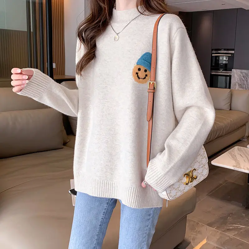 Semi-high-necked sweater for women 2023 fashion trend solid autumn and winter sweater loose and versatile pullover sweater coat
Semi-high-necked sweater for women 2023 fashion trend solid autumn and winter sweater loose and versatile pullover sweater coat