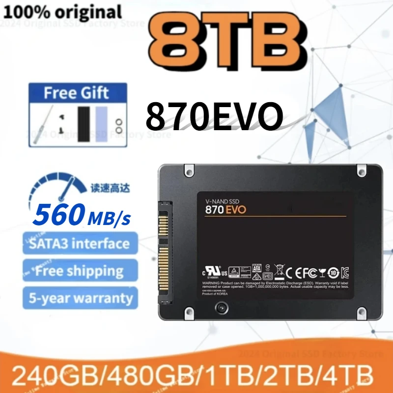 2024 NEW Solid State Drive 4TB 1TB Solid State Drive 2TB M.2 SATA 3 Protable SSD 500GB HHD 870 EVO Hard Disk Storage For Laptops
2024 NEW Solid State Drive 4TB 1TB Solid State Drive 2TB M.2 SATA 3 Protable SSD 500GB HHD 870 EVO Hard Disk Storage For Laptops