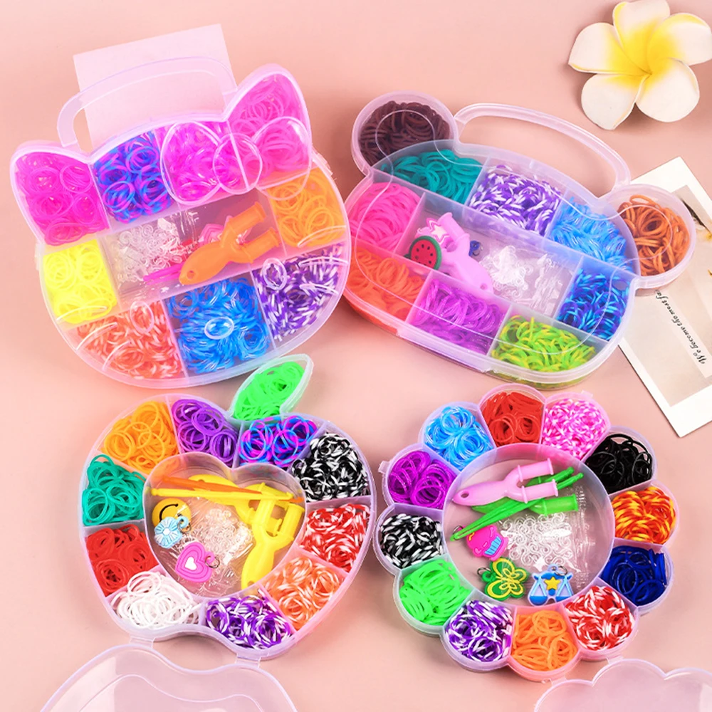 

Creative Colorful Loom Bands Set Rainbow Bracelet Making Kit DIY Rubber Band Woven Bracelets Craft Toys For Girls Birthday Gifts