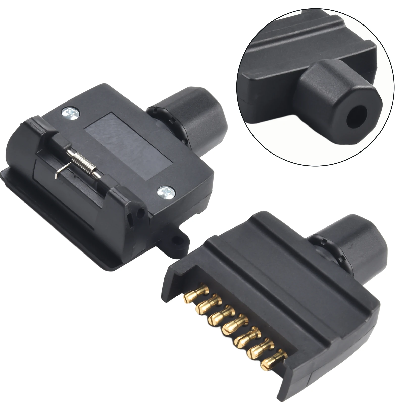 Connector Flat Trailer Plug 12V DC Black Brass Cross Slotted Copper Needles Flat Trailer Plug Frosted Plastic Socket Set
Connector Flat Trailer Plug 12V DC Black Brass Cross Slotted Copper Needles Flat Trailer Plug Frosted Plastic Socket Set