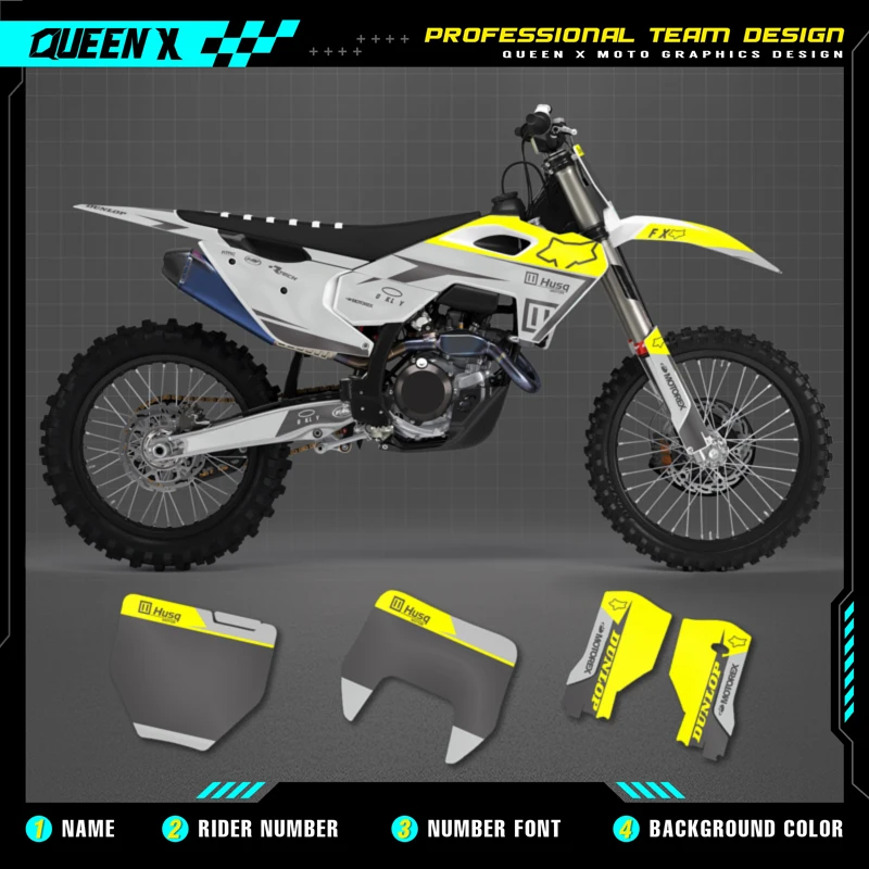 

QUEEN X MOTOR Custom Motorcycle Graphics Decals Stickers Kit For Husqvarna Decal 2023-2025 TC FC TX FX FS 2024-2026 TE FE 01