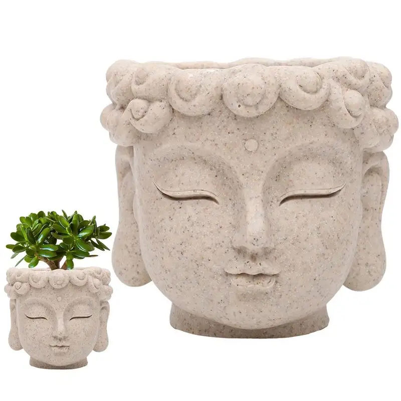 

Buddha Head Plant Pot Buddha Succulent Planter Pot Reusable Plants Container Holder for Succulents and Small Potted Plants Cacti