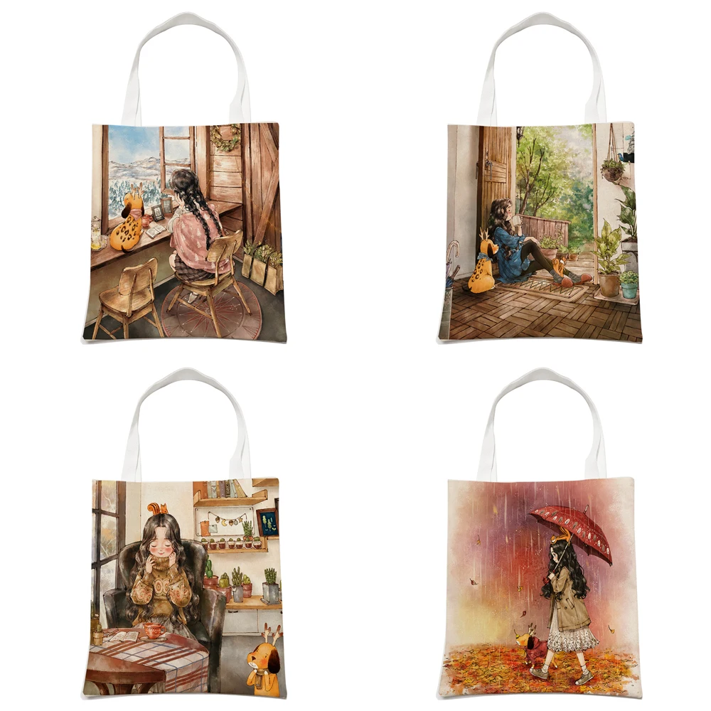 Cute Cartoon Girl Fashion Shopping Shoulder Bag 4 S6452c8ab672543e0a021d820784f890ag