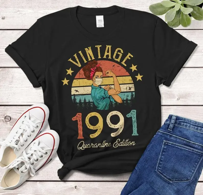 Vintage 1991 Edition T-Shirt 32th Birthday Gift Idea Women Girls Mom Wife Daughter Funny 100% cotton Tshirt Short Sleeve Top Tee
Vintage 1991 Edition T-Shirt 32th Birthday Gift Idea Women Girls Mom Wife Daughter Funny 100% cotton Tshirt Short Sleeve Top Tee