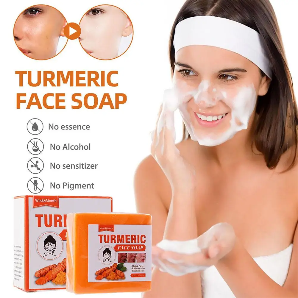 

Turmeric Soap Face Cleansing Anti Acne Skin Brighten Handmade Oil Dark Spot Pimples Lightening Ginger Remove Body Bath Esse J8H1