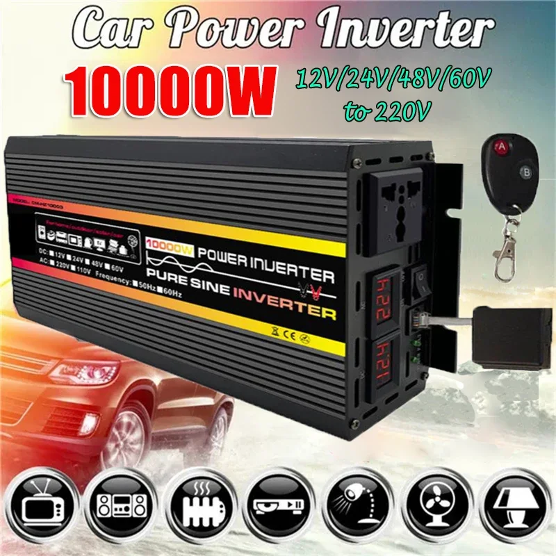 10000W Pure Sine Wave Inverter DC 12V/24V/48V/60V To AC 220V Power Inverter Car Inverter with/without Remote Controller
10000W Pure Sine Wave Inverter DC 12V/24V/48V/60V To AC 220V Power Inverter Car Inverter with/without Remote Controller