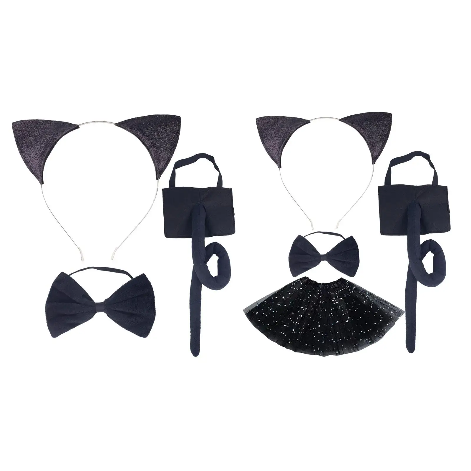 

Kids Cat Ears, Bow Tie and Tail Set Headwear Cosplay Hair Hoop for Holidays Themed Party Girls and Boys Masquerade Fancy Dress