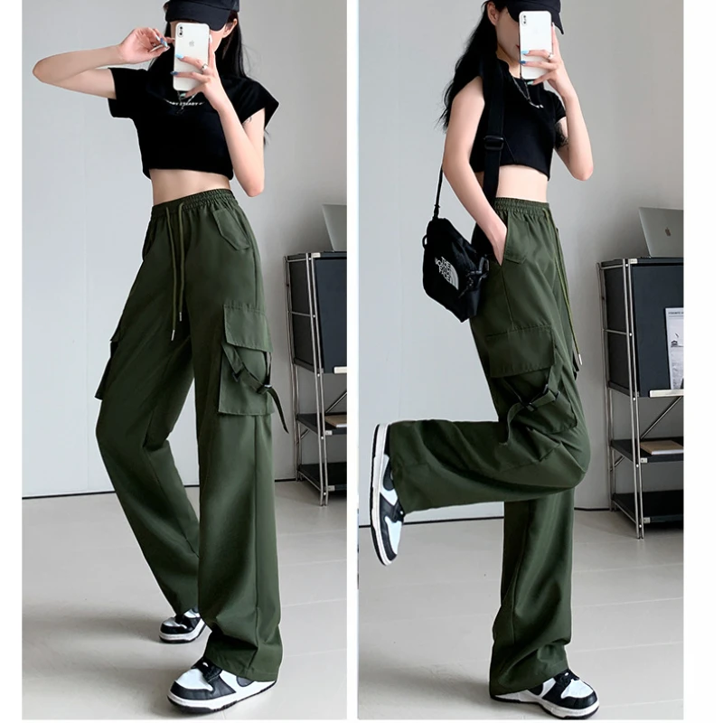 Women's Cargo Pants 2023 Summer New High Waist Pink Wide Leg Casual Retro Korean Sports Drawstring Pants Women Black Pants
Women's Cargo Pants 2023 Summer New High Waist Pink Wide Leg Casual Retro Korean Sports Drawstring Pants Women Black Pants