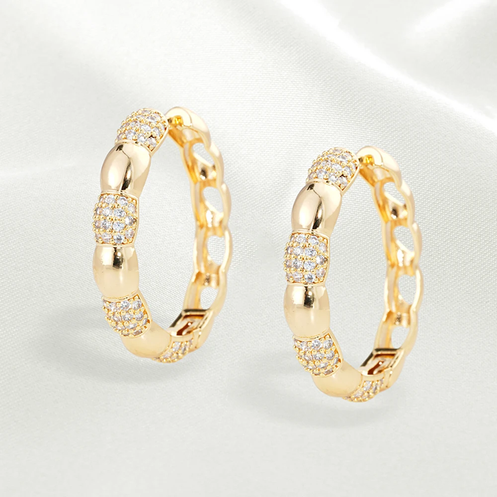 

Inlaid zircon hoop earrings for women copper plated 18K gold wedding banquet party Fashion accessories delicate gift