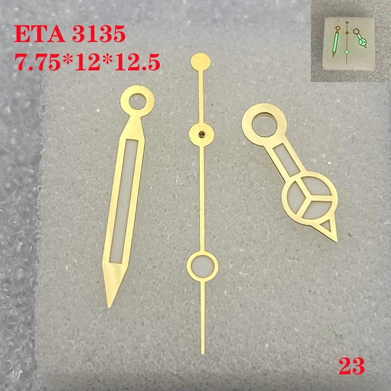 Watch Accessories Watch Hand 3 Needles for ETA 3135 Movement Size 7.75mm*12.0mm*12.5mm Man's green luminous No.023
Watch Accessories Watch Hand 3 Needles for ETA 3135 Movement Size 7.75mm*12.0mm*12.5mm Man's green luminous No.023