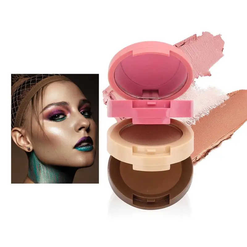 

Bronzer And Highlighter Palette Bronzer Powder Highlight Blush Waterproof 3-In-1 Face Makeup Palettes For Highlighting Blushing