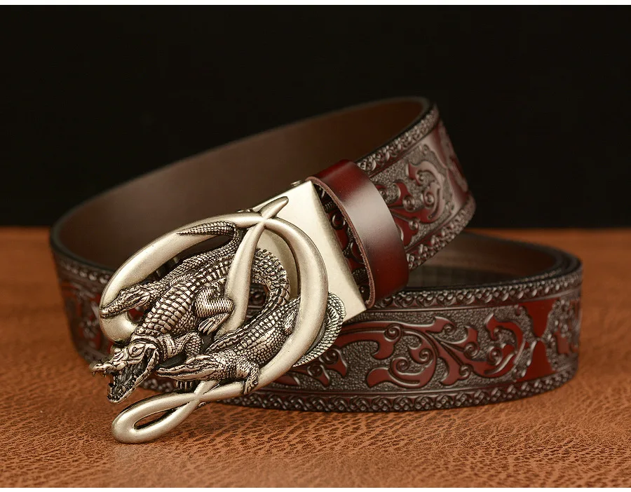 SupSindy Men Genuine Leather Belt Luxury Gold Crocodile Metal Automatic Buckle Cowhide Belts for Men Jeans Waistband Male Strap SupSindy Men Genuine Leather Belt Luxury Gold Crocodile Metal Automatic Buckle Cowhide Belts for Men Jeans Waistband Male Strap