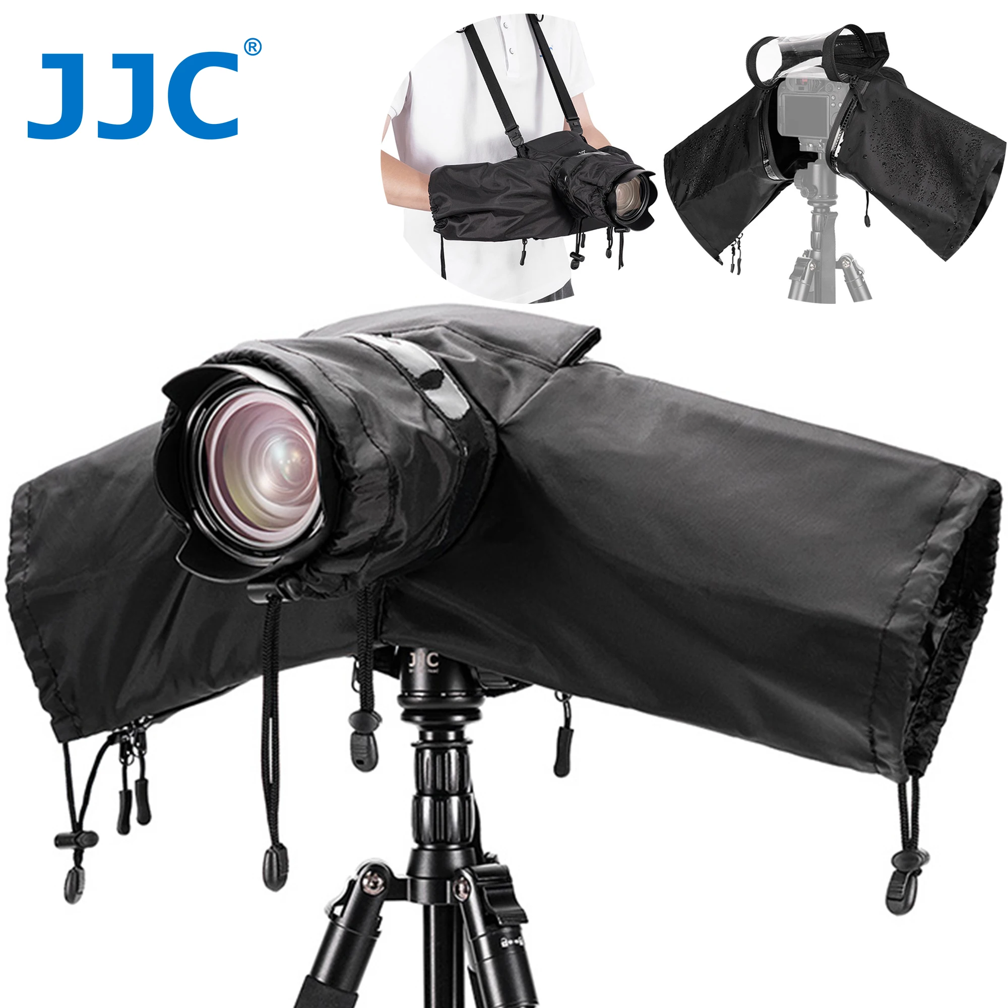 

JJC Camera Rain Cover Nylon Rain Coat Can Open Window for Canon Nikon Sony Fujifilm Panasonic DSLR Mirrorless Cameras With Lens