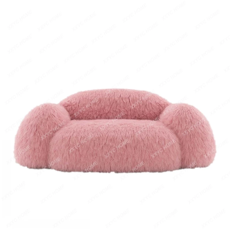 

Pink Plush Snowman Lazy Sofa Minimalist Single Small Apartment Double Sofa