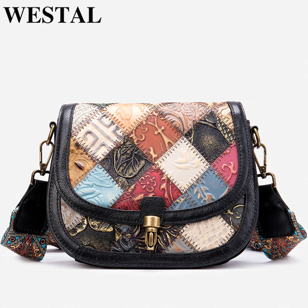 

WESTAL 100% Leather Shoulder Bag for Women Hobos Design Messenger Bags Flap Women's Bags Ladies Genuine Leather Bag Female 331