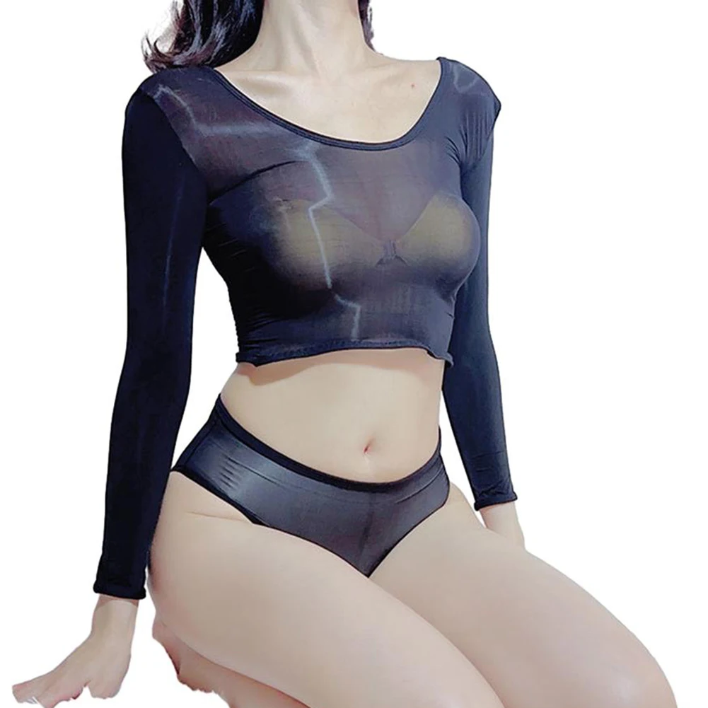 Women Sexy Glossy Transparent Shapewear Suit Mesh Sheer Tight Lace Top Erotic Lingerie Female See Through Nightwear Pajamas Set
Women Sexy Glossy Transparent Shapewear Suit Mesh Sheer Tight Lace Top Erotic Lingerie Female See Through Nightwear Pajamas Set