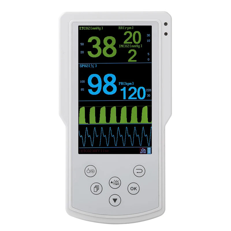 Handheld portable EtCO2 monitor with spo2 sensor mini etco2 module capnograph machine
Handheld portable EtCO2 monitor with spo2 sensor mini etco2 module capnograph machine
