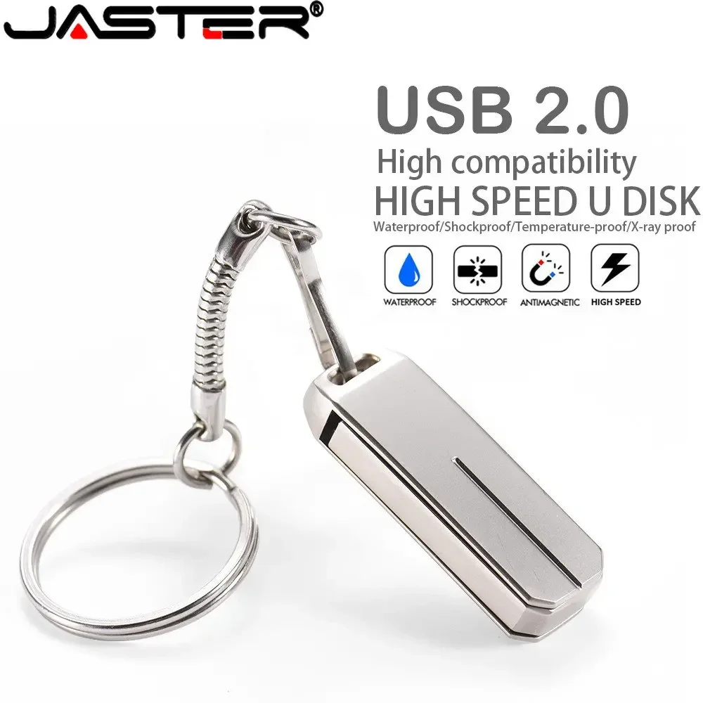 

JASTER New Metal USB 2.0 Flash Drive 64GB 32G U Disk 16GB Pen Drives 8GB 4GB Comes with Gifts Key Chain Memory Stick Thumbdrive