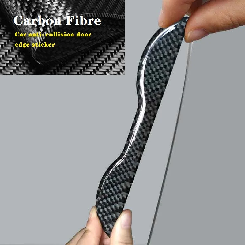 

4PCS Carbon fiber material Car Door Edge Anti-collision Protector Bar Sticker Side Protection Guards Rear Cover Strip Crash Bar