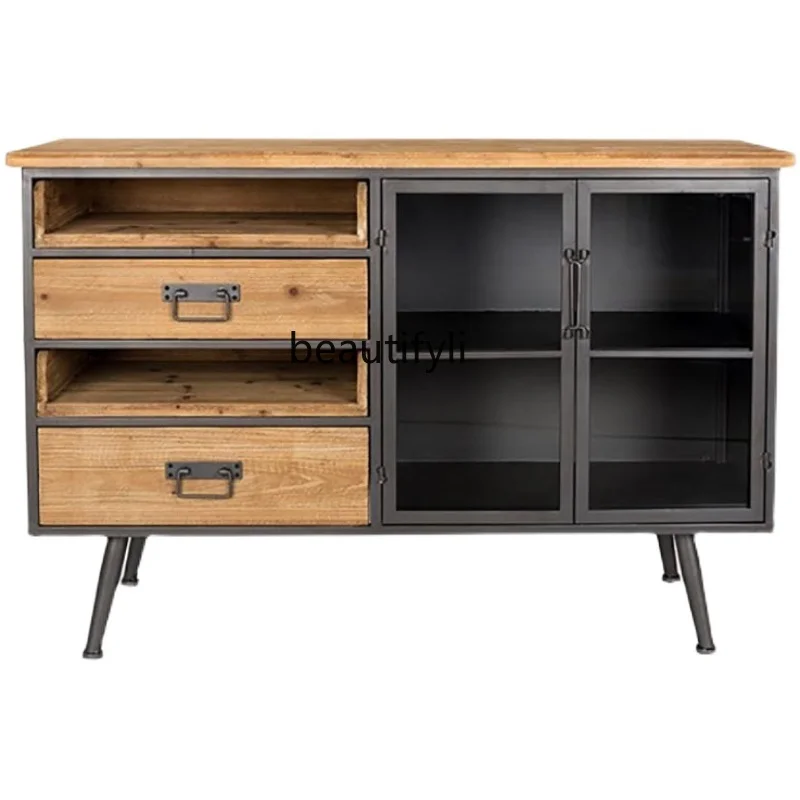 Meal Side Cabinet Solid Wood Iron Vintage Distressed Side Cabinet Chest of Drawers Creative Locker Equipment Sideboard
Meal Side Cabinet Solid Wood Iron Vintage Distressed Side Cabinet Chest of Drawers Creative Locker Equipment Sideboard