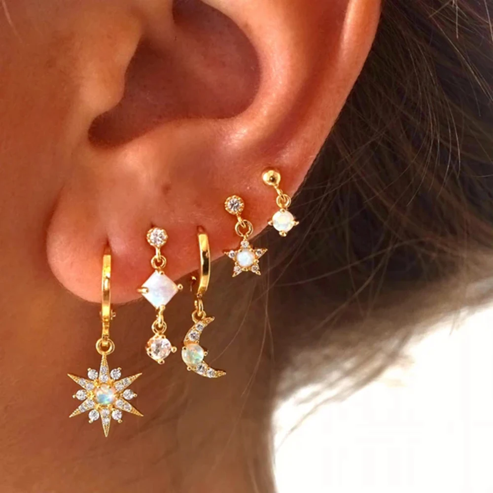 CANNER S925 Sterling Silver Star Moon Zircon Opal Stud Earrings for Women Ear Buckle Wedding Fine Jewelry Gifts Pendientes 1pc
CANNER S925 Sterling Silver Star Moon Zircon Opal Stud Earrings for Women Ear Buckle Wedding Fine Jewelry Gifts Pendientes 1pc