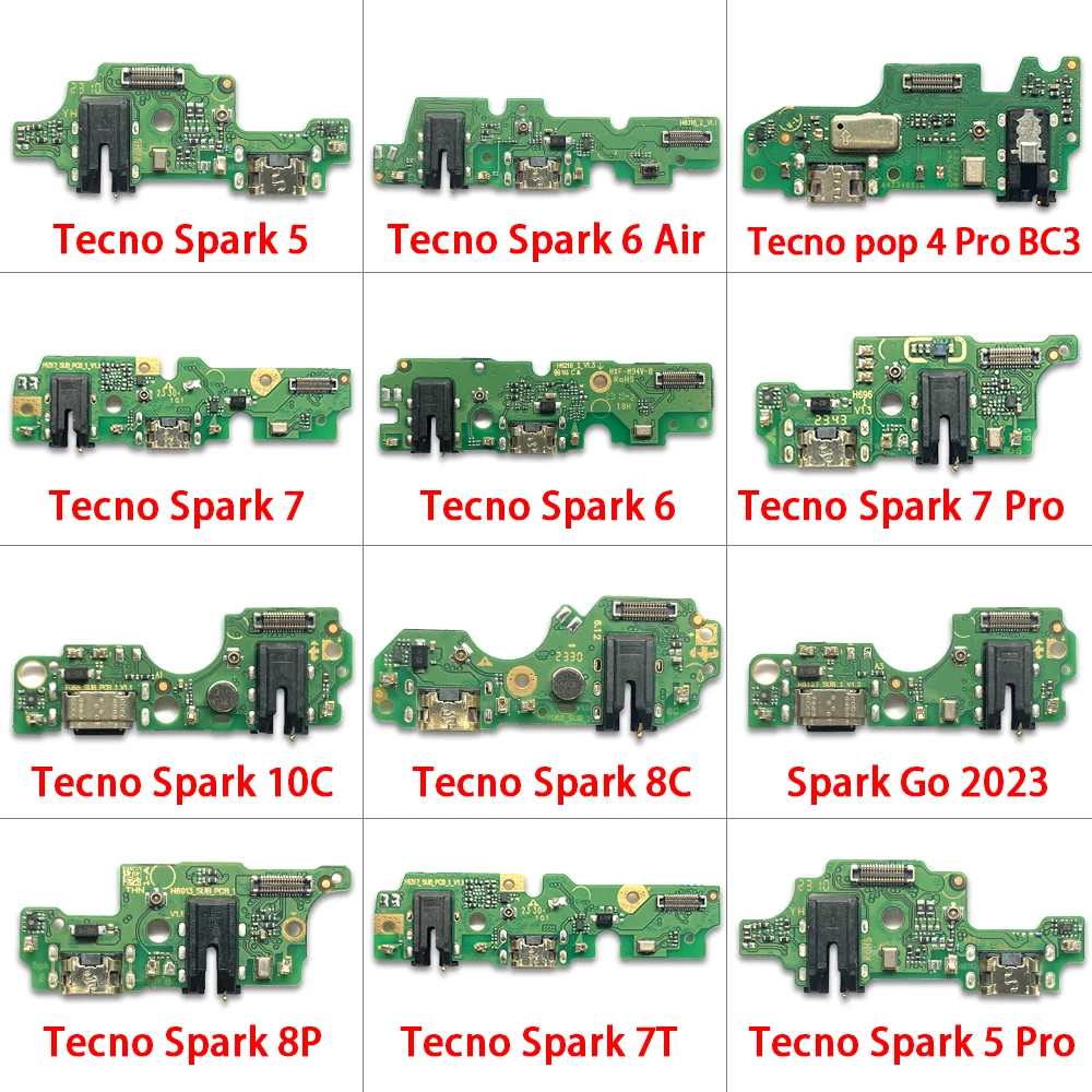 

USB Charger Charging Port Dock Connector Board Flex Cable For Tecno Pop 4 Spark 5 6 Air 7 Pro 7T 8 8C 8P 8T 10C Go 2023 Zero Pro