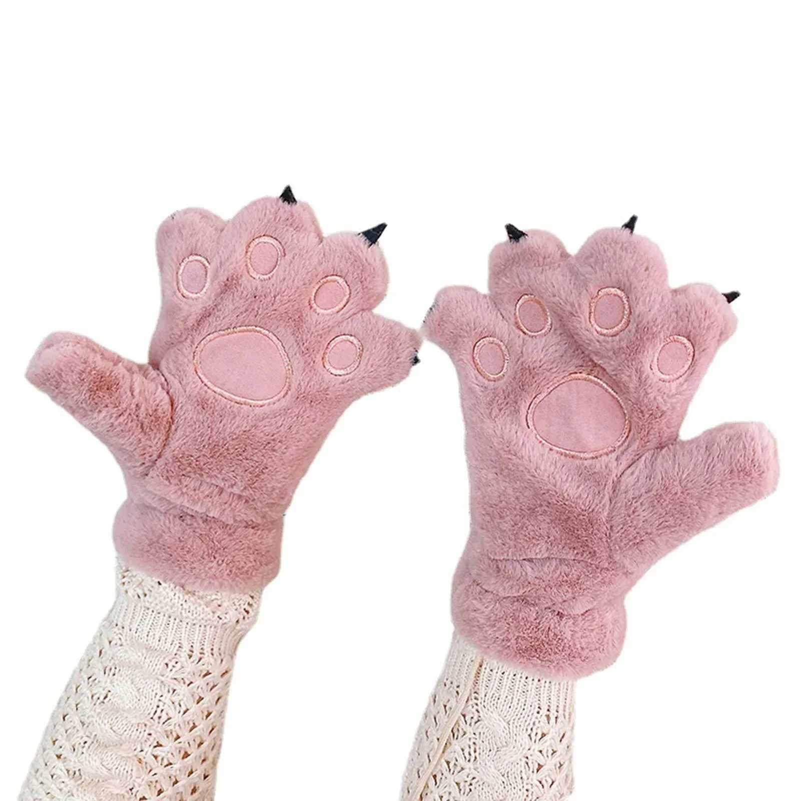 

Winter Plush Paw Gloves Warm Cute Cartoon Bear Simulation Furry Mittens for Cold Weather Winter