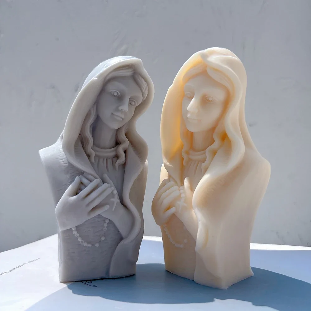 

Our Lady Greek Mythology Home Decor Virgin Mary Sculpture Silicone Mold Praying Virgin Mary Bust Soy Wax Candle Mould