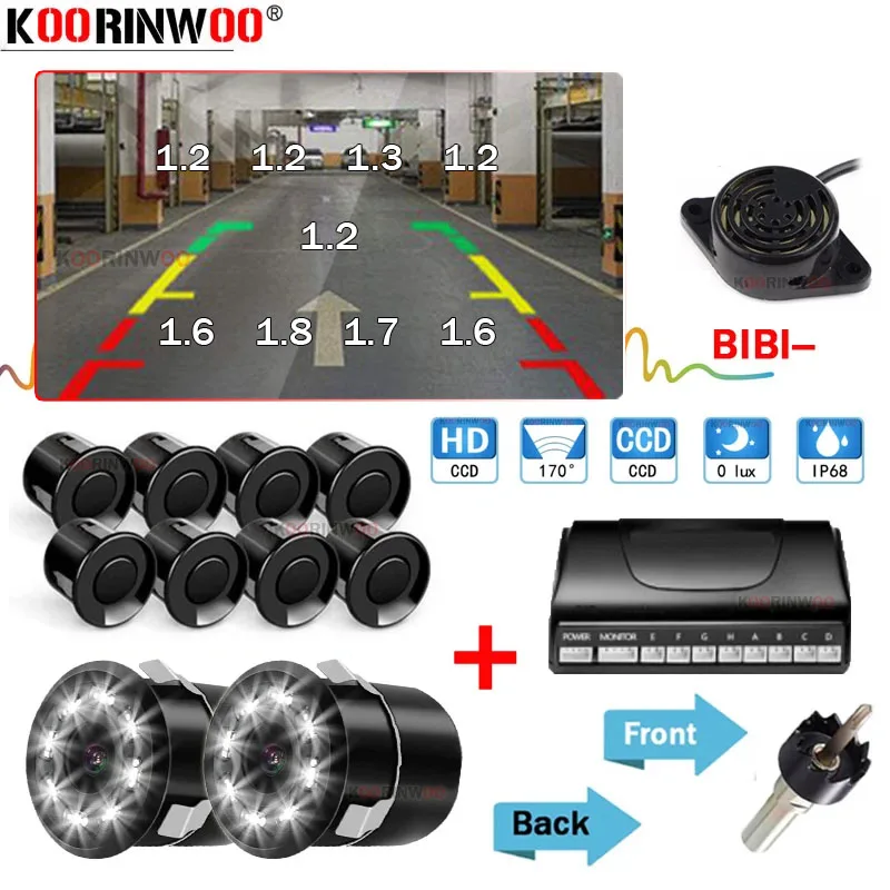 Koorinwoo Intelligent System for Vehicle Parking Sensor 8/6/4 Car Sensors + Front Camera Rear View Mirror HD Parking Assistance
Koorinwoo Intelligent System for Vehicle Parking Sensor 8/6/4 Car Sensors + Front Camera Rear View Mirror HD Parking Assistance