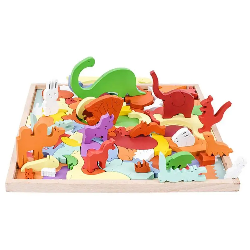 

Wooden Animals 3D Cognitive Animal Transportation Jigsaw Puzzle Toy For Children's Intellectual Development Building Block Toy