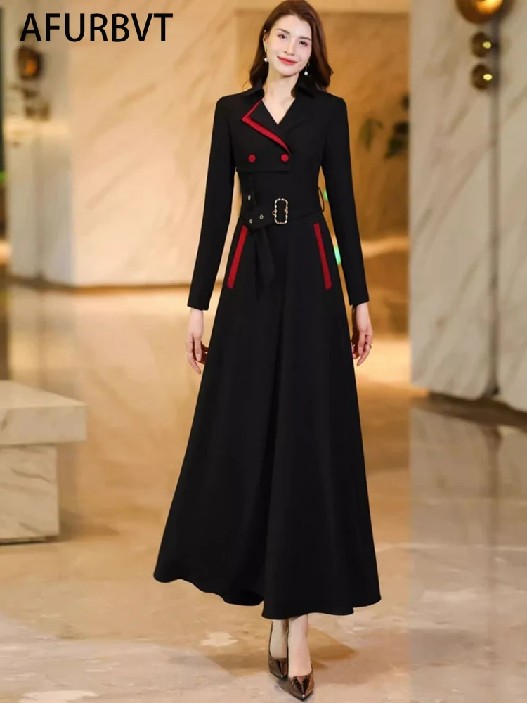 Женское модное лоскутное однотонное платье А-силуэта с длинным рукавом, Осенние сексуальные платья миди с V-образным вырезом и поясом, черное бальное платье
Женское модное лоскутное однотонное платье А-силуэта с длинным рукавом, Осенние сексуальные платья миди с V-образным вырезом и поясом, черное бальное платье