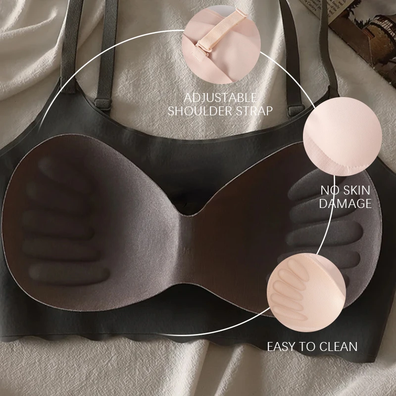 Soutien-gorge sans couture pour femmes, sous-vêtements Ice InjglaPush Up, lingerie, haut de nuit, bralette rembourrée, sans anneau en acier 4