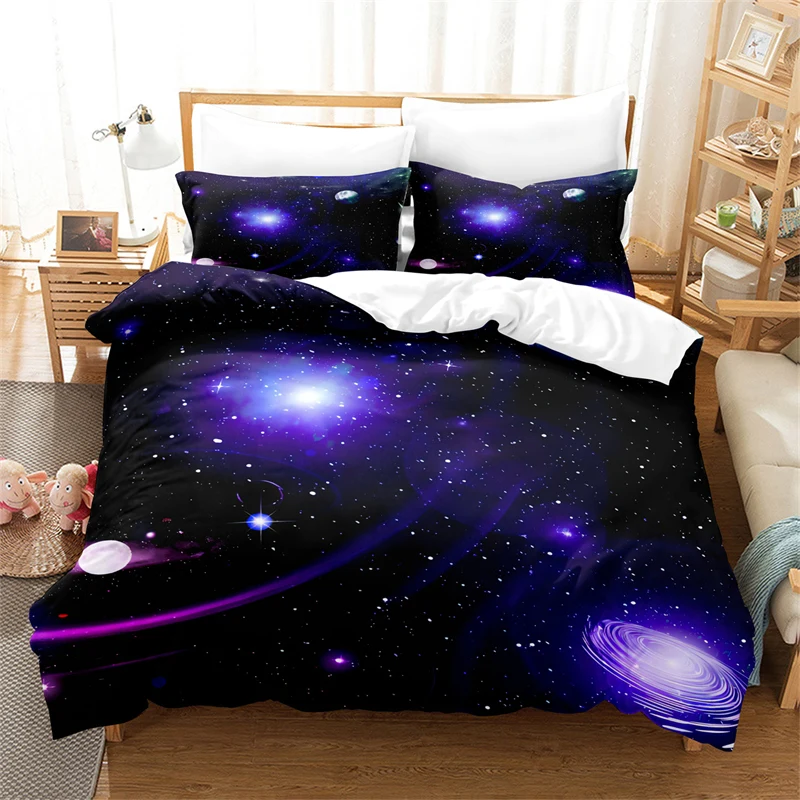 

Комплект постельного белья с красивым звездным небом, комплект с пододеяльником, постельное белье с 3d Цифровым принтом, Королевский размер, модный дизайн