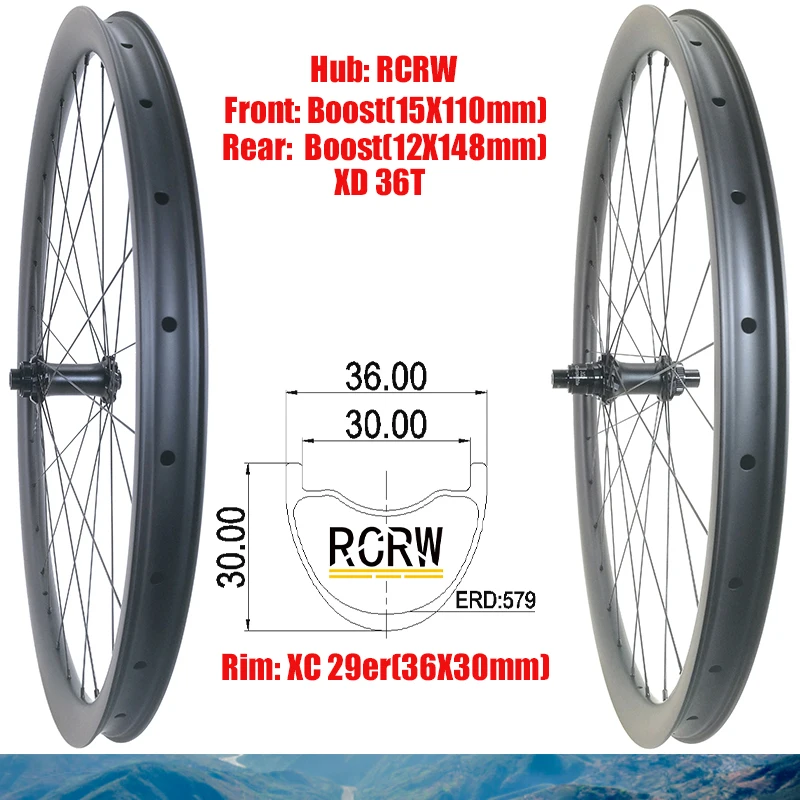 29er MTB XC 36X30mm Carbon Wheelset 28 Hole Rim Wide 36 Deep 30 RCRW Boost Shi 10 11S XD 11 12S Microspline 12S Hub Wing20 Spoke
29er MTB XC 36X30mm Carbon Wheelset 28 Hole Rim Wide 36 Deep 30 RCRW Boost Shi 10 11S XD 11 12S Microspline 12S Hub Wing20 Spoke