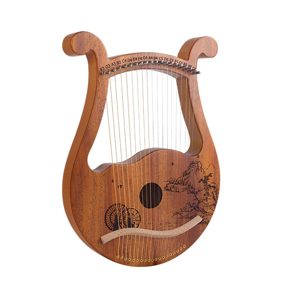 

Компактный размер, легкая игра, 19 металлических струн, Lyre Harp Lyre Harps, красное дерево, струнный инструмент