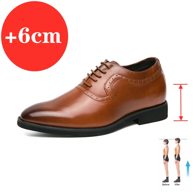 

Men Wedding Oxfords Suit Shoes 6cm Elevator Men Dress Shoes Height Increase Leather Men Formal Shoes Brogue Business